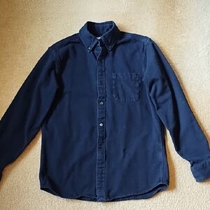 Lands End Flannel Shirt Mens Size Medium 38-40 Traditional Fit Button Down Black